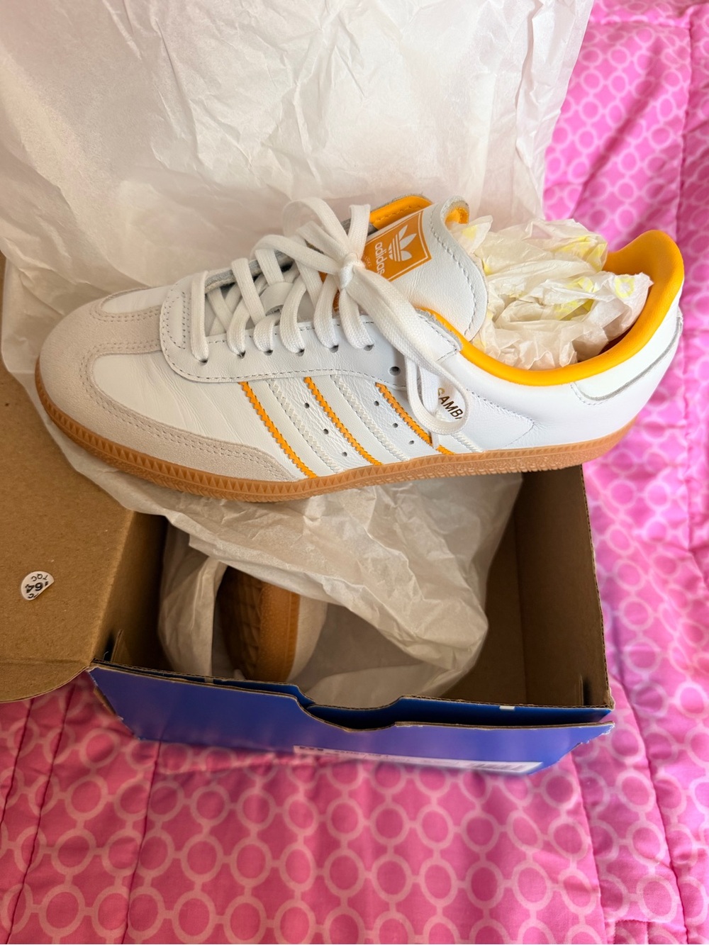 Adidas Samba Sneakers in White and Yellow